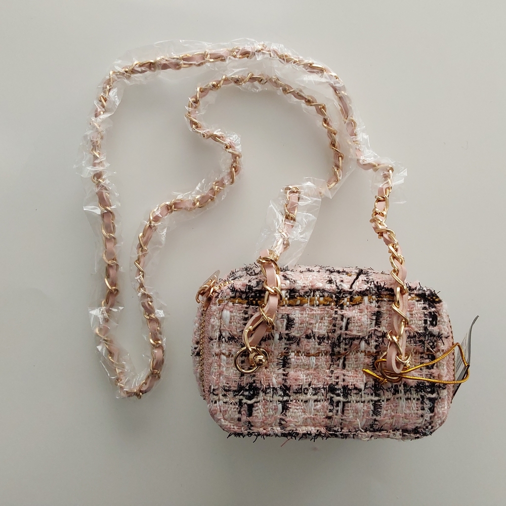 NWT Bebe Pink Tweed Crossbody Bag - Picture 4 of 8